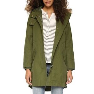 Madewell Olive Green Parka with Faux Fur Trim